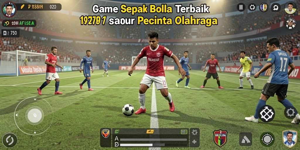 Tampilan gameplay dari 2757 yang menggambarkan pertarungan seru di lapangan sepak bola.