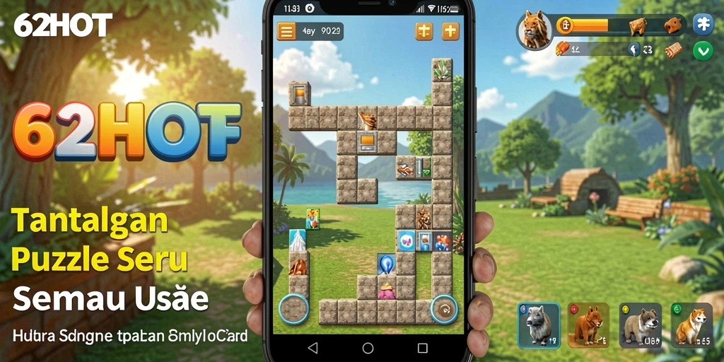 Tangkapan layar utama 62HOT menunjukkan gameplay puzzle yang menarik dan menantang.