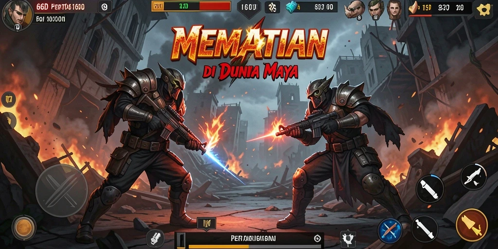 Tangkapan layar utama dari gameplay pertarungan yang seru dan intens.