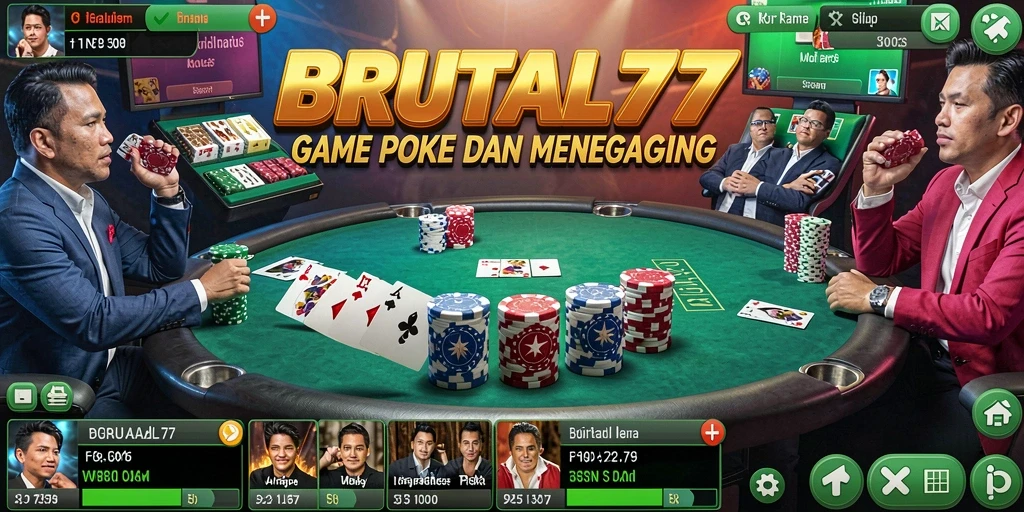 Gameplay BRUTAL77 yang seru dalam aksi poker.