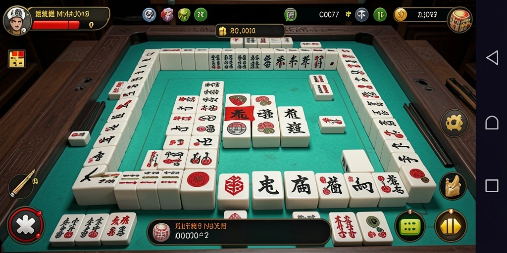 Tampilan gameplay C0077 yang menarik dengan ubin Mahjong berwarna-warni.