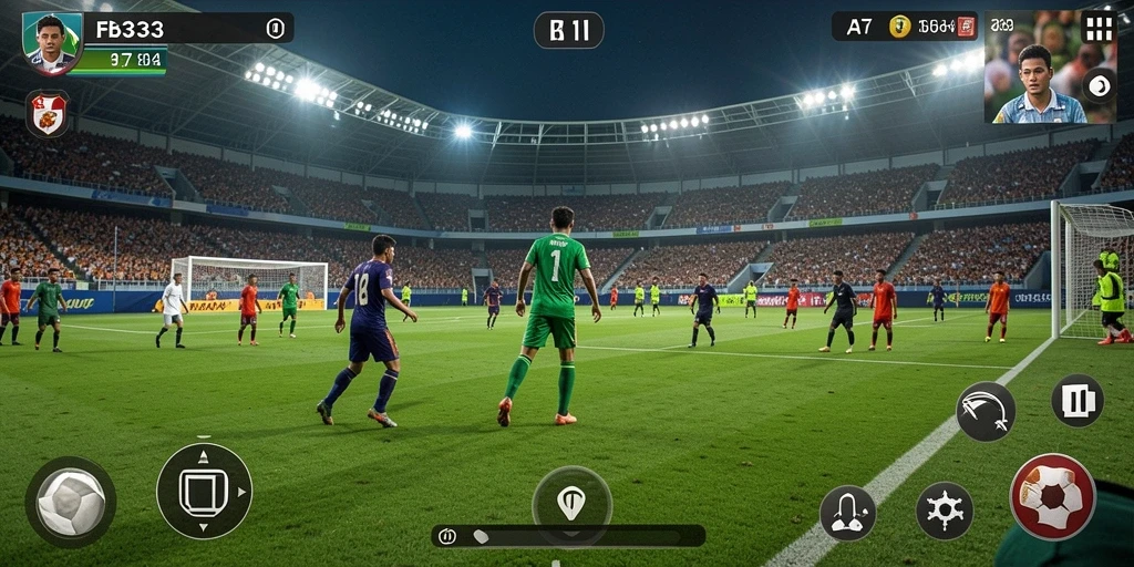 Screenshot menunjukkan pertandingan seru di lapangan sepak bola FB333.