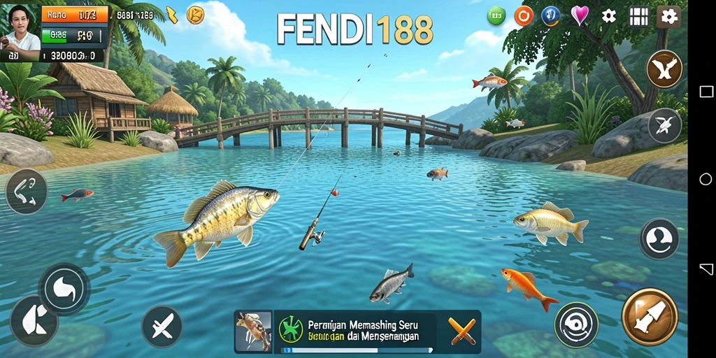 Screenshot gameplay FENDI188 yang menampilkan pengalaman memancing yang seru.