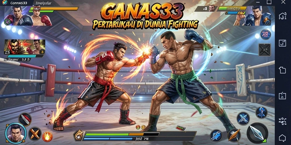 Tangkapan layar utama GANAS33 menampilkan aksi pertarungan yang seru.