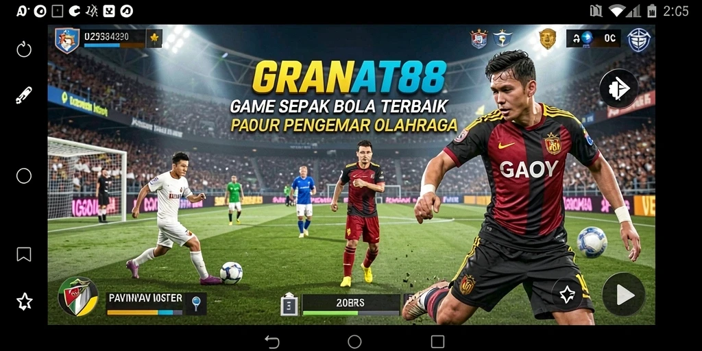 Tampilan gameplay mendebarkan di <strong>GRANAT88</strong> dengan aksi sepak bola realistis.