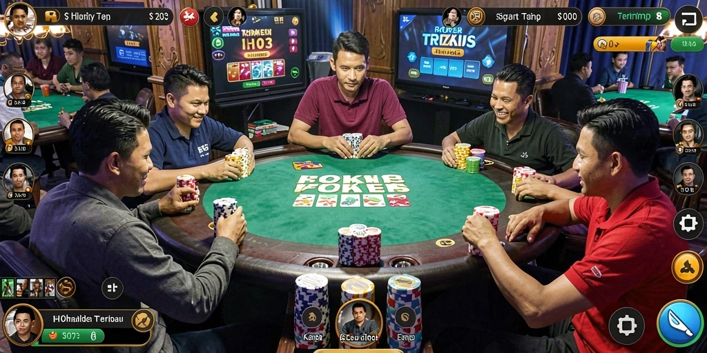 Tampilan gameplay seru permainan Poker di HO3.