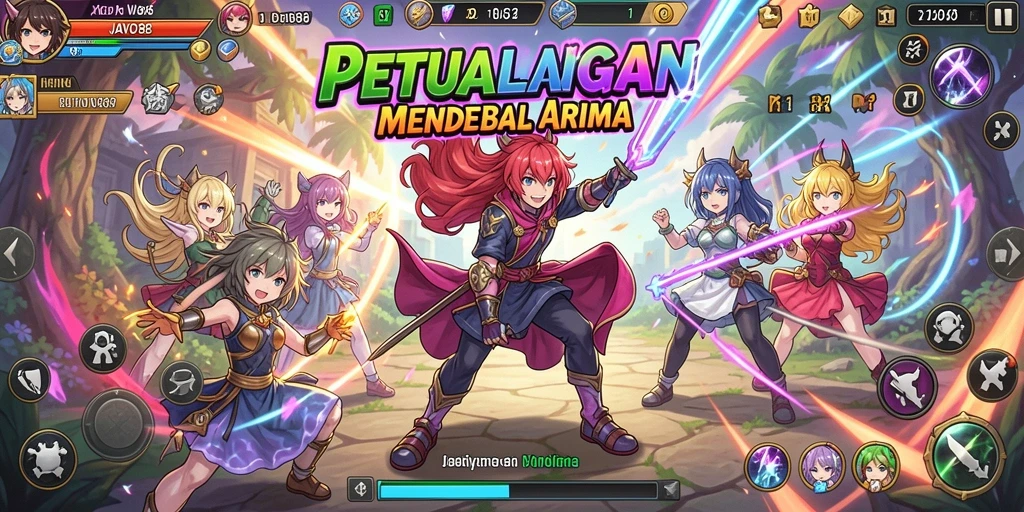Screenshot gameplay JAVO88 dengan karakter anime beraksi.