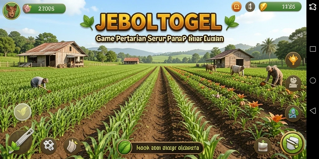Tampilan gameplay JEBOLTOGEL yang menampilkan suasana ladang yang indah.