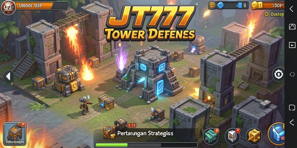 Tampilan gameplay JT777 yang mendebarkan dalam Tower Defense.