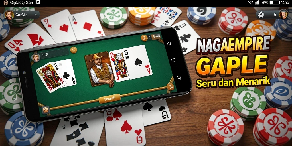 Screenshot gameplay NAGAEMPIRE menampilkan suasana permainan Gaple yang seru.