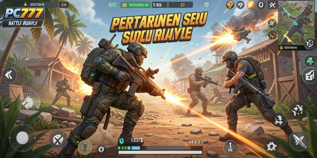 Tampilan gameplay PC777 yang seru dalam pertempuran Battle Royale.