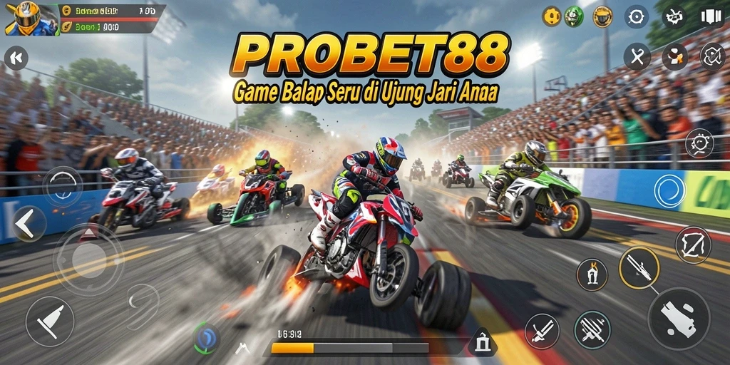 Screenshot gameplay PROBET88 yang menunjukkan aksi balap yang seru.