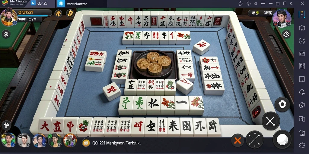 Tampilan menarik dari gameplay Mahjong dalam QQ1221.