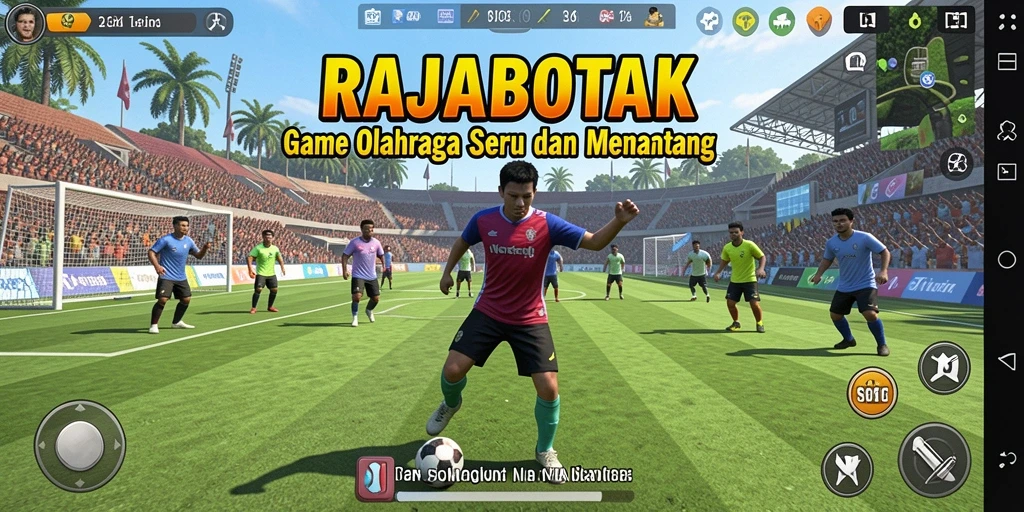 Tampilan gameplay seru di RAJABOTAK dengan aksi olahraga yang dinamis.