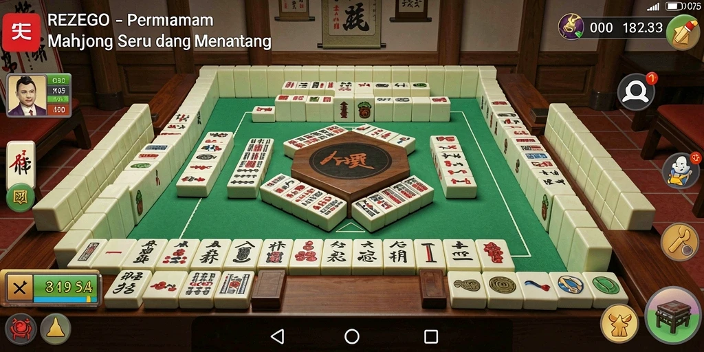 Screenshot gameplay REZEGO menampilkan keseruan permainan Mahjong yang menantang.