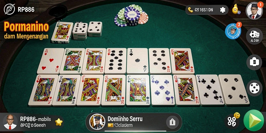 Screenshot gameplay RP886 yang menunjukkan aksi seru permainan Domino.