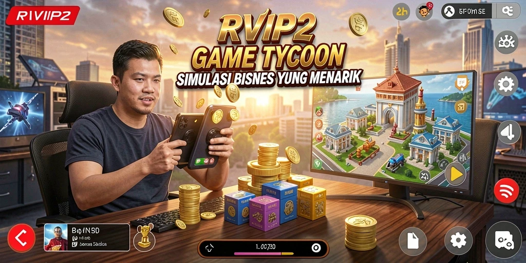 Tampilan gameplay RVIP2 dengan simulasi bisnis yang seru.