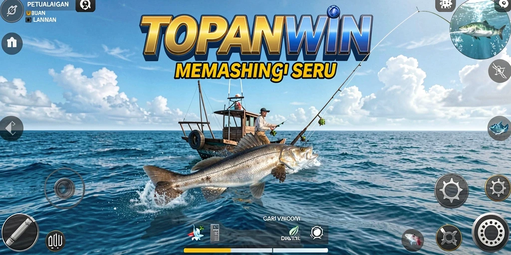 Screenshot gameplay TOPANWIN yang menampilkan keseruan memancing.